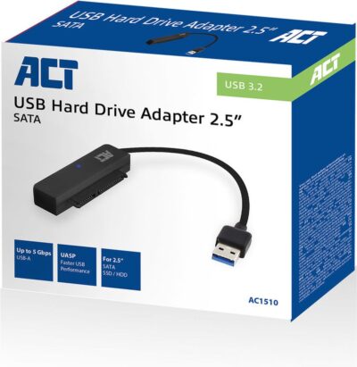 SATA naar USB adapterkabel - 2,5" SATA HDD/SSD – SATA kabel – USB 3.0 - ACT AC1510