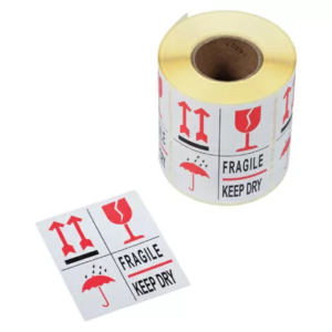 Etiket Fragile / Keep dry - per rol van 500 stickers