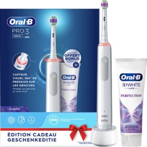 Oral-B PRO 3 3800 3D-White elektrische tandenborstel wit + Tandpasta
