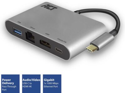 USB-C hub – HDMI 4K – USB-C ethernet – Universeel – ACT AC7040