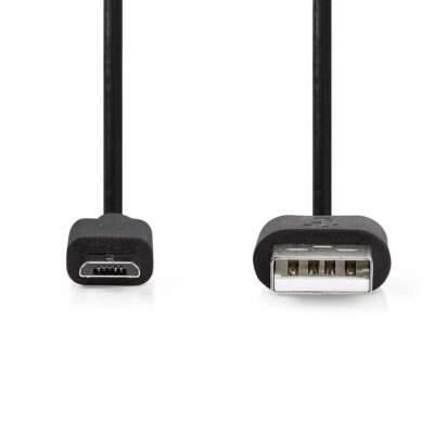 USB-A / USB-MicroB kabel – USB2.0 – zwart – 2m – Nedis CCGW60500BK20